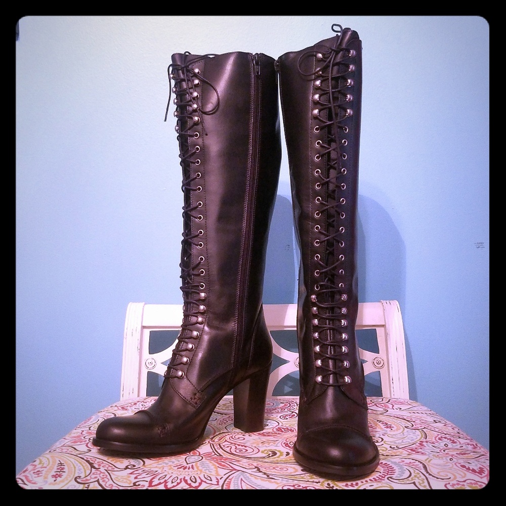 Charles David Black Griot Lace-up Boots *New*